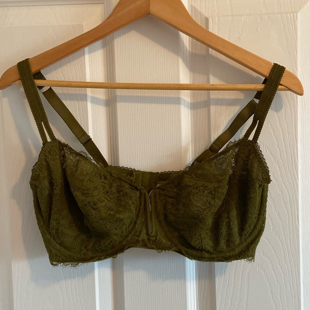 Auden Green Unlined Lace Bra